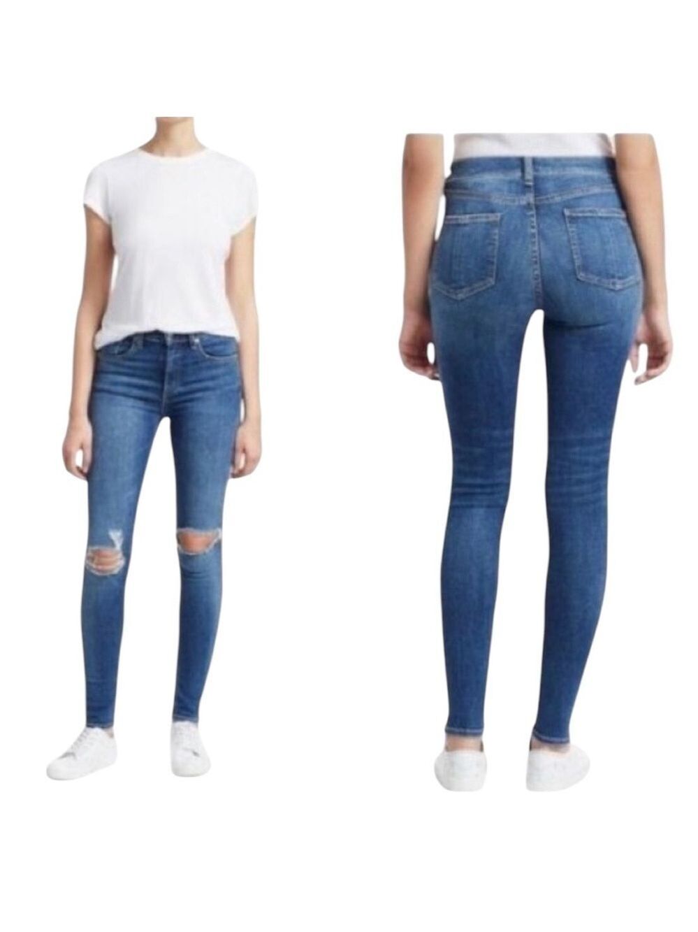 Rag & Bone High Rise Skinny Destructed Jeans in Bonnie Wash Size 28